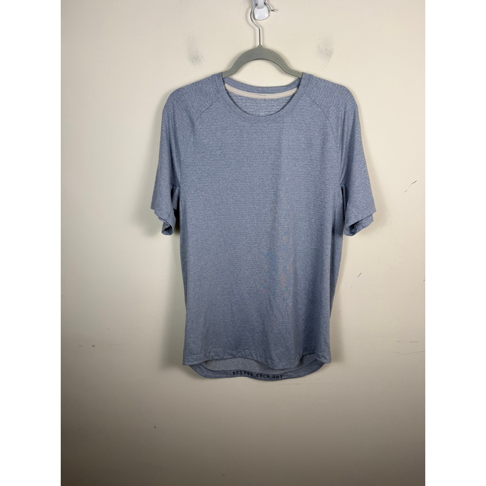 Lululemon Drysense Short Sleeve Shirt Mens Large Blue Heathered Training Tee
